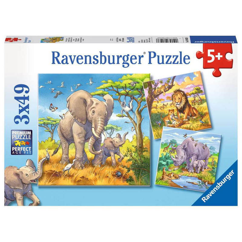 Ravensburger Puzzle: 3 x 49 Teile - Wilde Giganten - Elefanten Löwen, 8,88 €