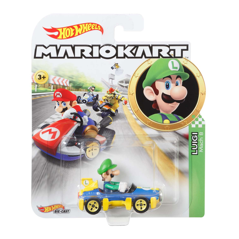 Mattel GBG27 - Hot Wheels Mario Kart Replica 1:64 Die-Cast Luigi