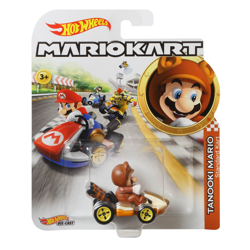 Mattel GJH55 - Hot Wheels Mario Kart Replica 1:64 Die-Cast Tanooki Mario