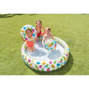 SET: Intex 59469NP - Planschbecken Pineapple Splash Pool 132 cm + Schwimmring + Ball - Ananas-Design