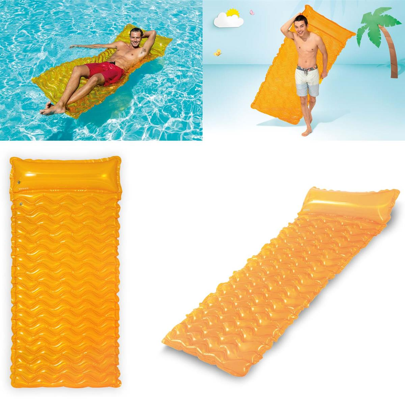 Intex 58807EU - Luftmatratze Tote-n-Float Wave Mat 229 x 86 cm - XXL Wasserliege Schwimmliege - Orange