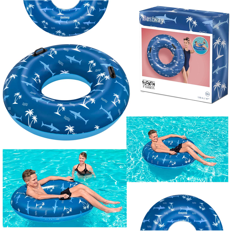 Bestway 36353 - Schwimmring Nautical 105 cm - XXL Schwimmreifen Luftmatratze Pool - Blau