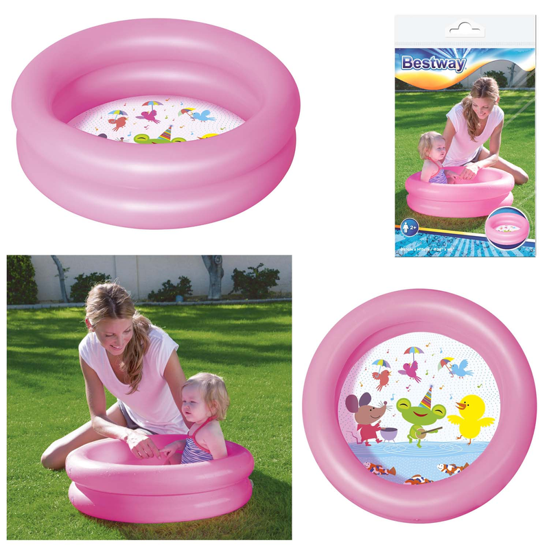 Bestway 51061 - Planschbecken Kiddie Lounge 61 x 15 cm - Aufblasbarer Babypool Kinderpool - Rosa